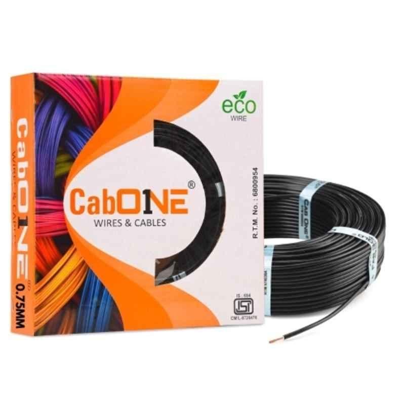 CabONE 0.75 Sqmm Black FR PVC Multi Strand Electrical Wire, CabONE002, Length: 90m