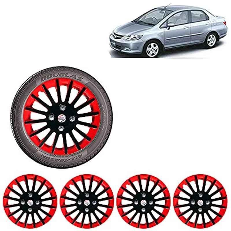 Auto Pearl 4 Pcs 15 inch ABS Black & Red Wheel Cover Set for Honda City ZX