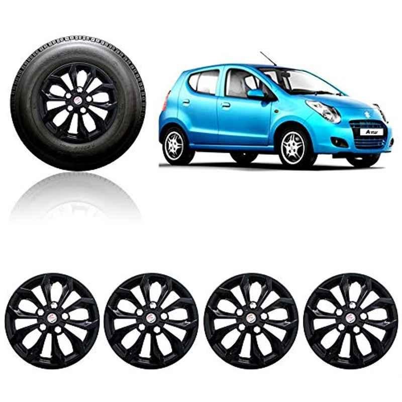 Auto Pearl 4 Pcs 13 inch ABS Black Press Fitting Wheel Cover Set Caps for Maruti Suzuki A Star