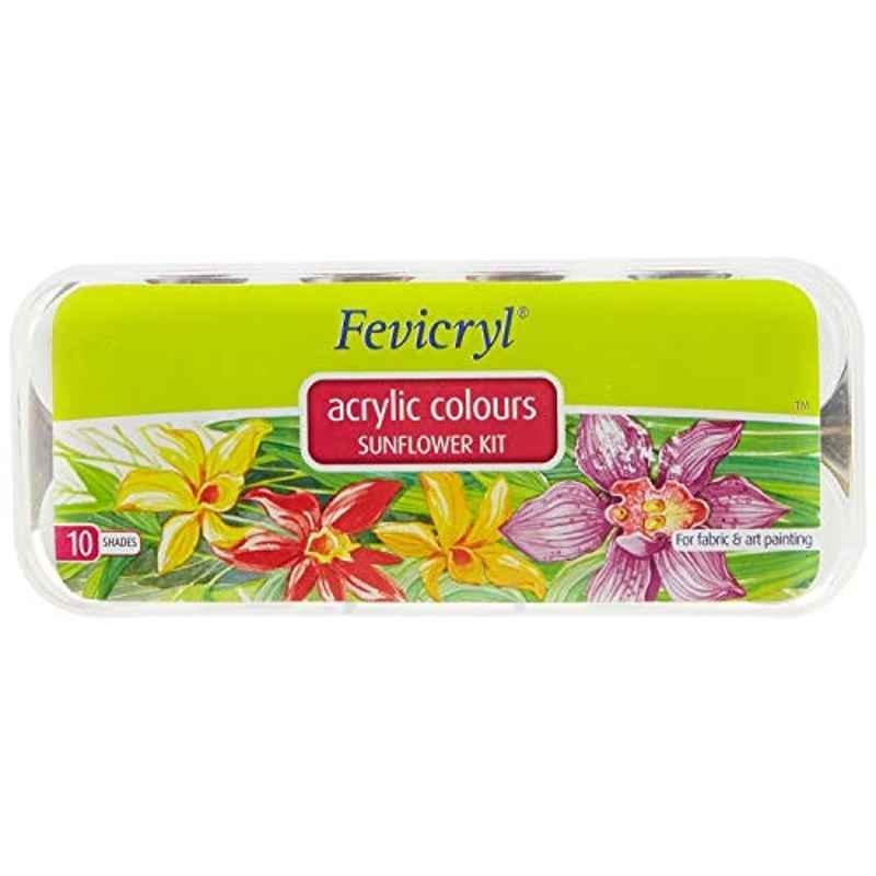 Fevicryl 30ml Acrylic Transparent 10 Shades Sunflower Colour Kit, 8901860512110