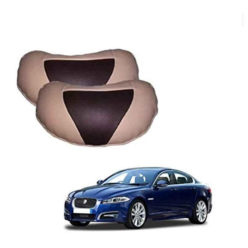 Kozdiko 2 Pcs Beige Brown Neck Rest Cushion Pillow Set for Jaguar XF