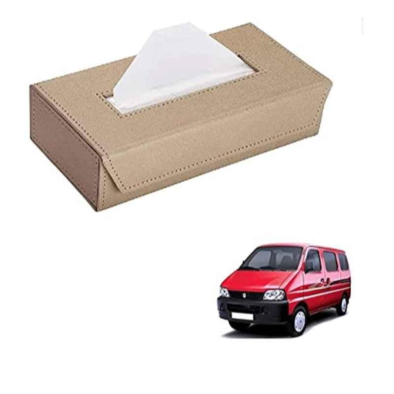 Kozdiko 100 Pulls PU Leather Beige Car Tissue Paper Box with 200 Sheets for Maruti Suzuki Eeco