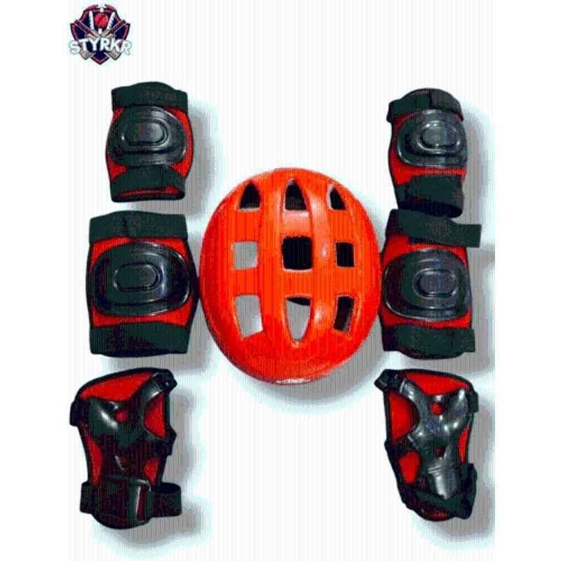 STYRKR Plastic & EVA Foam Red Protective Skating/Cycling Guard Kit | Multi Sport Gear for Kids 174 Cycling Kit