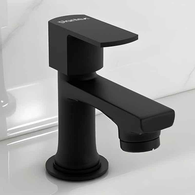 Plantex Pillar Tap for Wash Basin with Water Saving Aerator and Brass Spindle/Quarter Turn Basin Tap with Teflon Tape/Pillar Cocke for Wash Basin Saga, Black