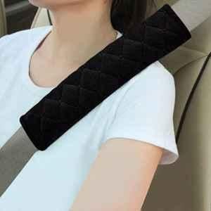 Edylinn Black Soft Seat Belt Cover for VW Polo 2021 (Pack of 2)