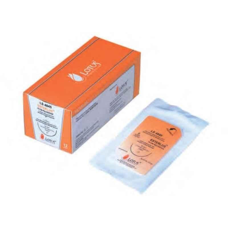Lotus Esterlus 12 Pcs 2-0 USP Green & White 1/2 Circle Taper Point Double Armed Suture, LS 6987