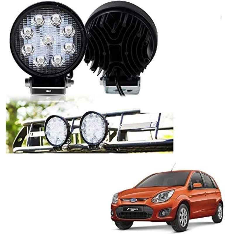 Kozdiko 2 Pcs 27W 4 inch 9 LED Waterproof Round White Fog Light Set with Mounting Brackets for Ford Figo, kozd_19880