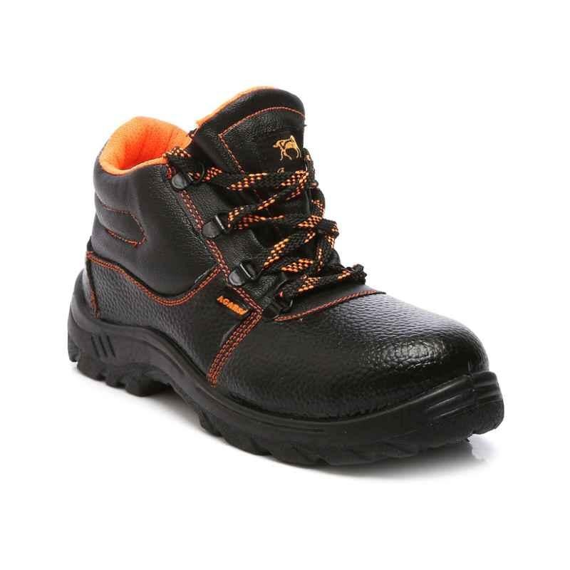 Agarson Innova Steel Toe Black & Orange Work Safety Shoes, Size: 8