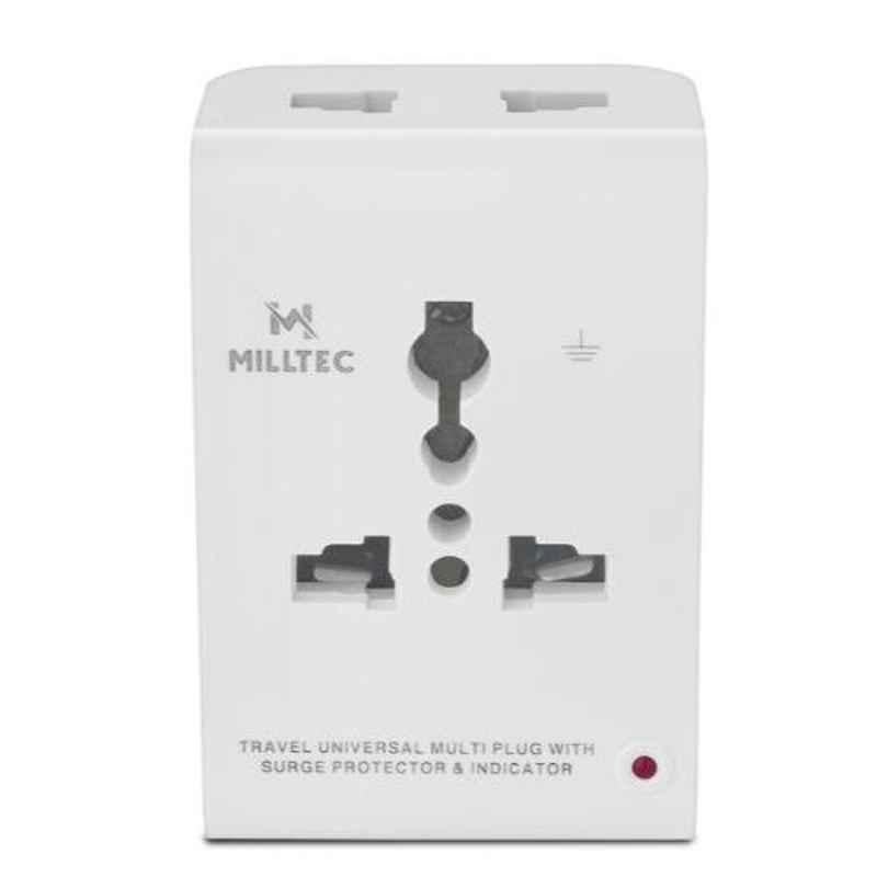 Milltec Evo 3 Pin White Universal Multi Travel Plug, 1071 (Pack of 2)