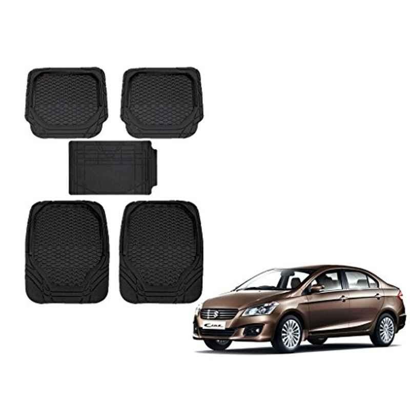 Kozdiko 8855TW 5 Pcs Rubber Black Rubber Car Mat Set for Maruti Ciaz