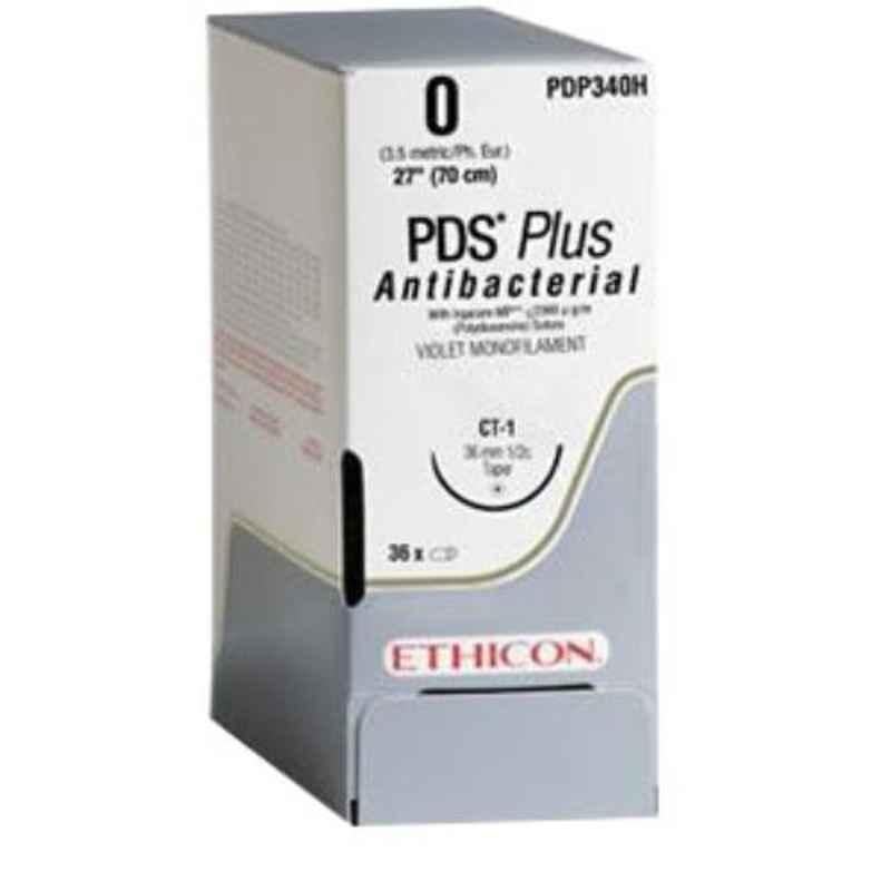 Ethicon PDP304H 36 Pcs 4-0 Violet PDS Plus Antibacterial Polydioxanone Suture Box, Size: 17 mm