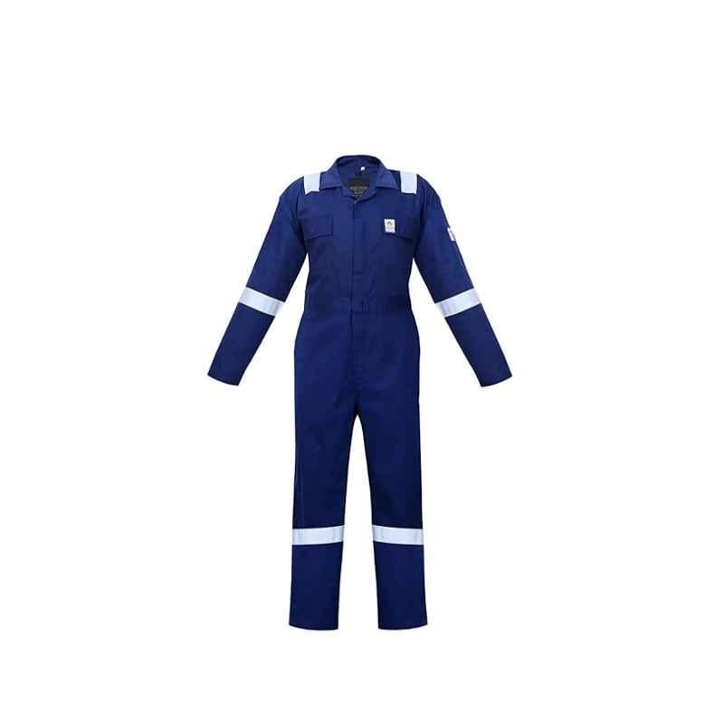 RedStar 240-250 GSM 900g Navy Blue Cotton Fire Resistant Coverall, Size: L