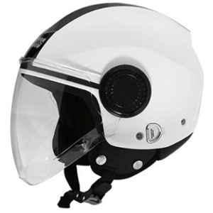 Studds Urban Super Glossy White Open Face Helmet with Black Strip, Size: Medium