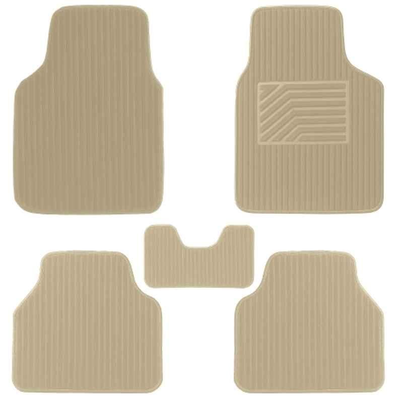 Kingsway Premium 5 Pcs Anti Slip Universal Fit Suede Beige Car Floor Mat Set for All 5 Seater Car Models