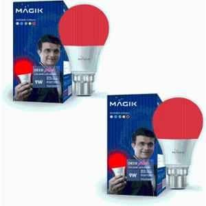 Magik Deco Plus 9W B22 Polycarbonate Red LED Bulb (Pack of 2), LUDP009R4256E2