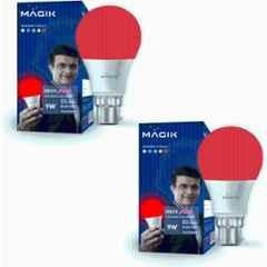 Magik Deco Plus 9W B22 Polycarbonate Red LED Bulb (Pack of 2), LUDP009R4256E2
