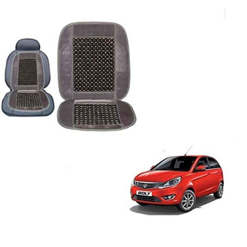 Kozdiko Wooden Bead Seat with Grey Velvet Border for Tata Bolt