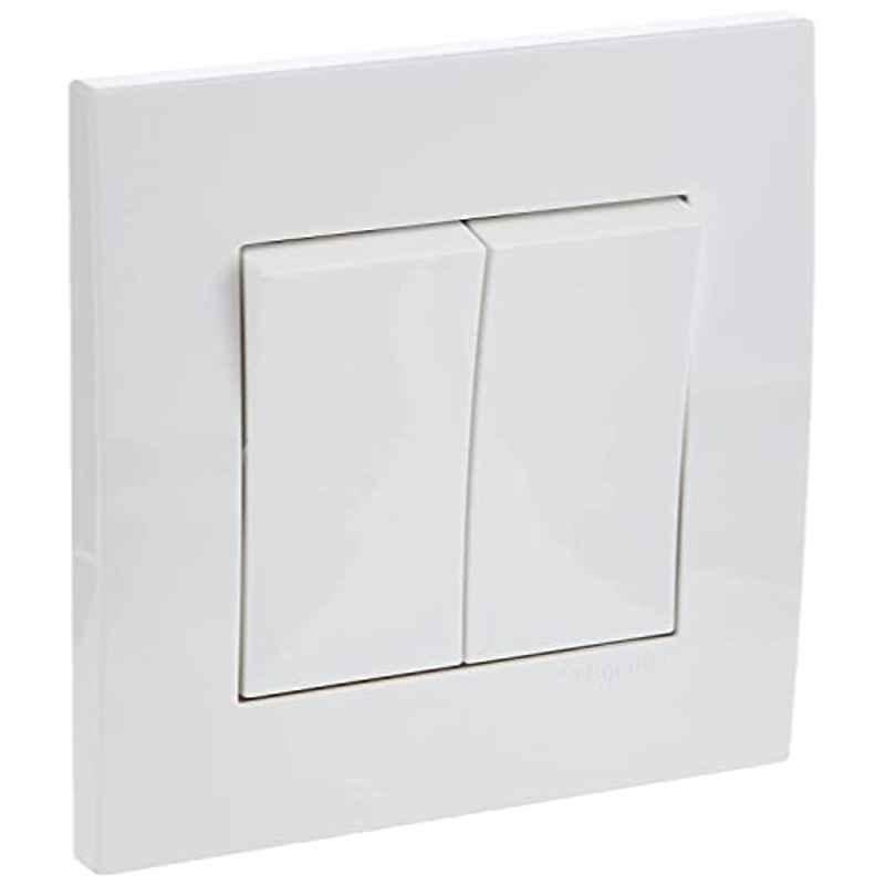 Schneider Vivace 16A 1 Way 2 Gang Polycarbonate White Plate Switch, KB32R_1