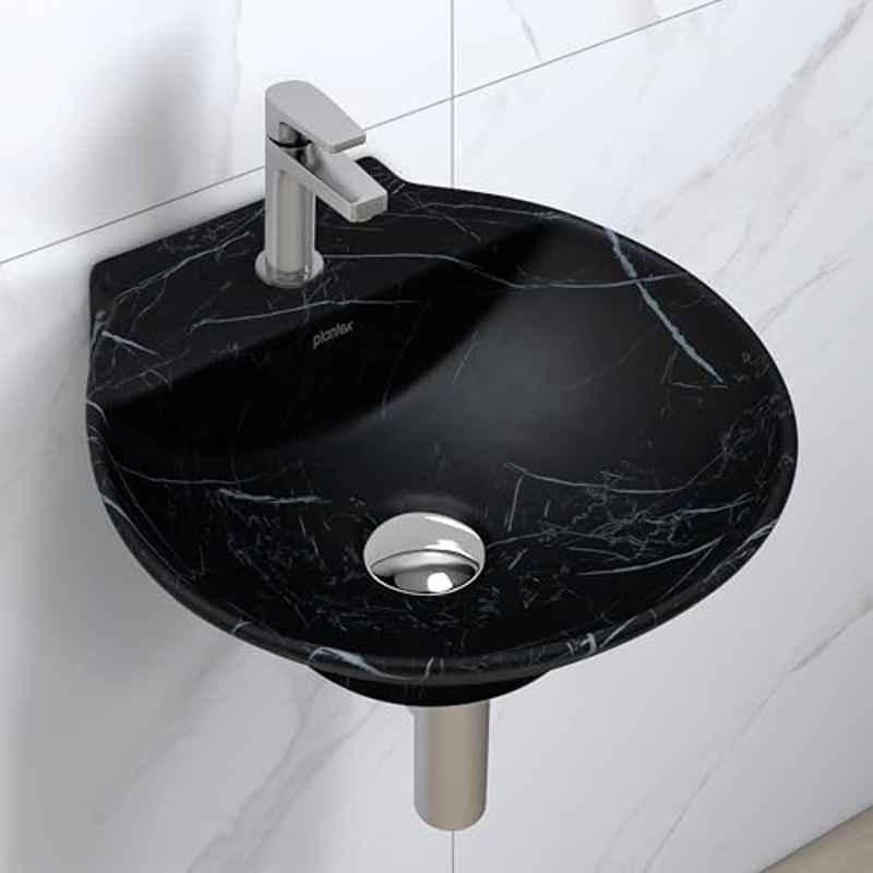 Plantex 15x15x5 inch Ceramic Black Wall Hung Wash Basin for Home, Office & Restaurant, MS-1401