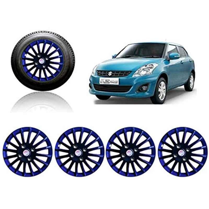 Auto Pearl 4 Pcs 14 inch ABS Black & Blue Press Fitting Wheel Cover Set for Maruti Suzuki Swift Dzire Type-2