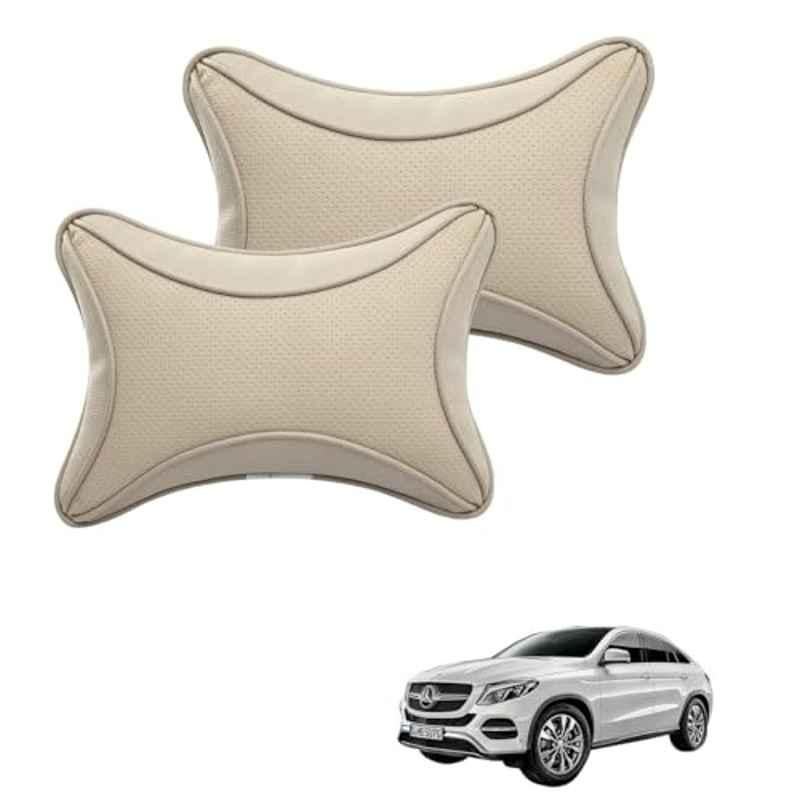 Kozdiko 2 Pcs Memory Foam & Polyester Beige Dots Car Neck Rest Pillow Set for Mercedes Benz GE Class, XNVJVHGJFH113