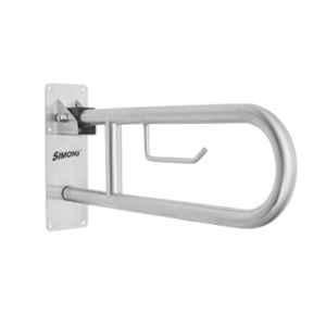 Simons Matty Flip-Up 60cm Stainless Steel 304 Matt Silver Folding Grab Bar for Toilet & Commode Rising of Elderly Safety, S-GB-FU-1