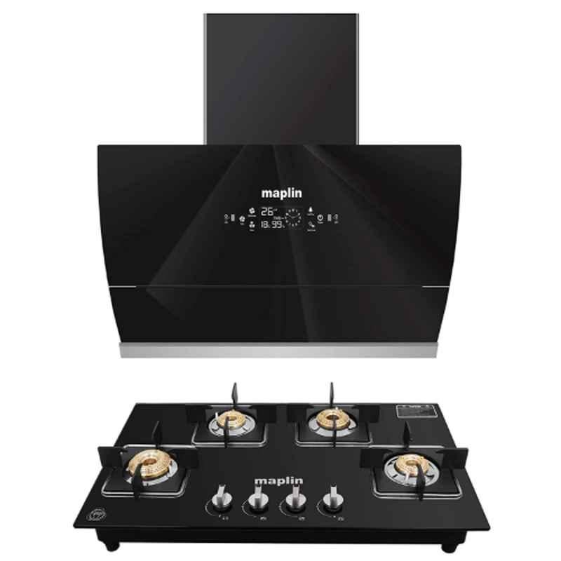 Buy Maplin GO90 1400CMH 90cm Black Touch Glass Kitchen Chimney u0026 GH04 4 Burner  Gas Cooktop Combo Online At Best Price On Moglix