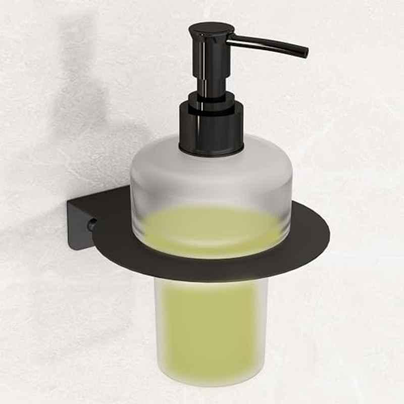 Plantex Liquid Soap Dispenser for Bathroom/Stainless Steel Glass Shampoo Dispenser/Hand Wash Dispense/Bathroom Accessories Black