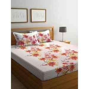 Bombay Dyeing Polycotton Blue Double Bedsheet with 2 Pillow Covers