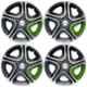 Prigan 4 Pcs 16 inch Grey, Silver & Green Press Fitting Wheel Cover Set for Maruti Sukuzi S-Cross