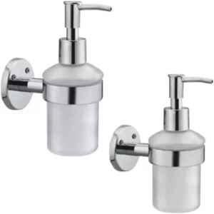 Prestige 350ml Stainless Steel & ABS White Wall Mounted Shampoo Dispenser (Pack of 2)