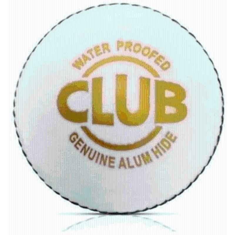 HTM Club Standard White Play Cricket Leather Ball for Daily Matches & Casual
