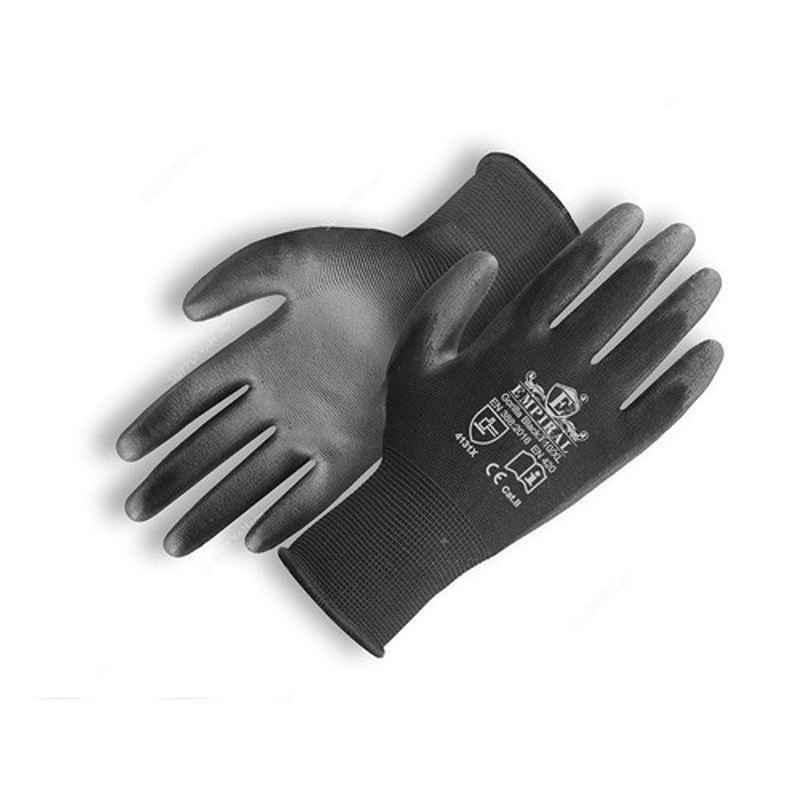 Empiral Gorilla Black I E101573022 100% Polyester Black PU Palm Coated Gloves, Size: XL