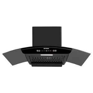 Faber Marcus HC SC BK FL 90 90cm 1300 m3/hr Black Filterless Auto Clean Curved Wall Mounted Kitchen Chimney with Touch, Gesture Control & 2 Years Warranty, 325.0720.468