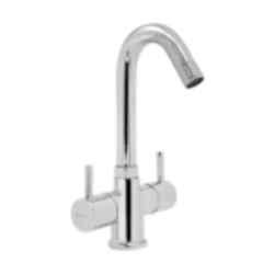 Somany Florence Brass Chrome Finish Centre Hole Basin Mixer with Braided Hose Set, 272200190051