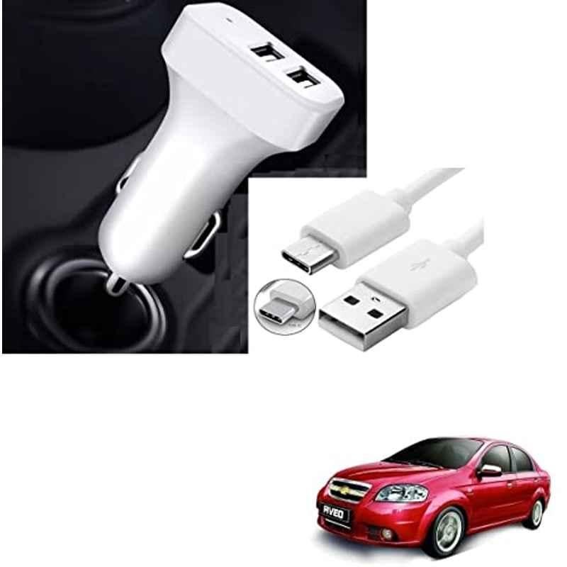Kozdiko 5.1A 2 USB Fast Car Charger with C-Type Cable for Chevrolet Aveo