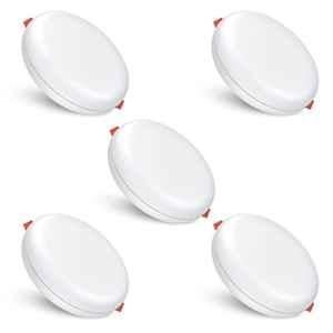 Fybros Roso 8W Polycarbonate White Round Junction LED Downlight, FLS5337E (Pack of 5)