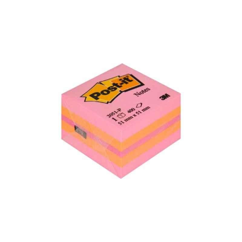 3M Post-it 2051-P 2x2 inch Pink & Orange Mini Cube Note Pad