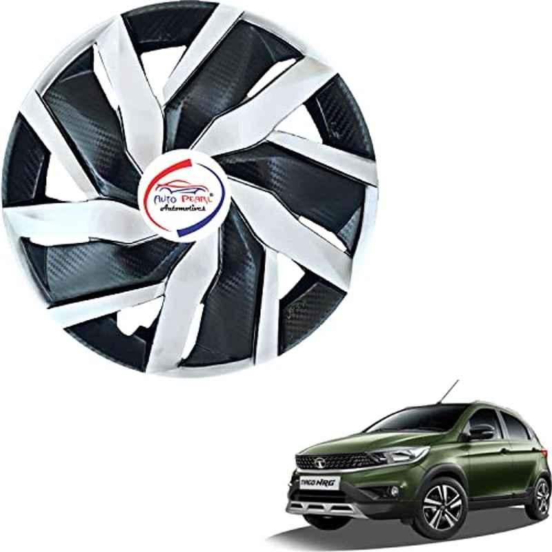 Auto Pearl 4 Pcs 13 inch ABS Black & Silver EGBL31 Hubcap Wheel Cover Set with Retention Ring for Tata Tiago NRZ