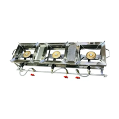 Vinayak Machines 12x44x10 inch 3000W Stainless Steel 3 Burner Gas Bhatti
