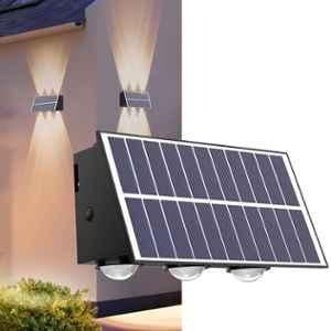 Gigalumi 6 LED Warm White 2W Solar Wall Light with On/Off Botton & 1.5Ah Battery for Home, Garden, Terrace & Patio