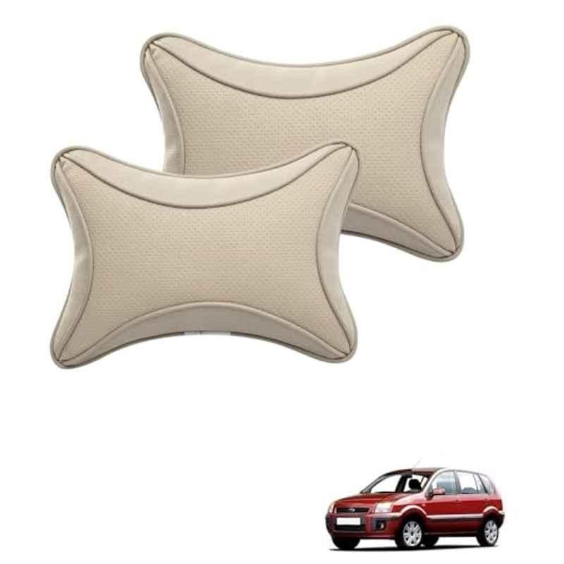 Kozdiko 2 Pcs Memory Foam & Polyester Beige Dots Car Neck Rest Pillow Set for Ford Fusion, XNVJVHGJFH109
