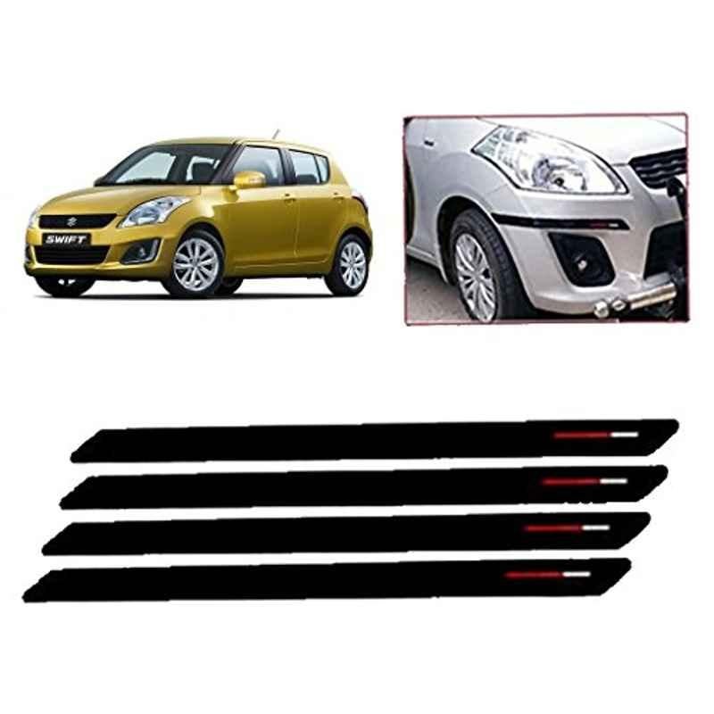 Kozdiko 4 Pcs Black & Red Bumper Protector Set for Maruti Swift