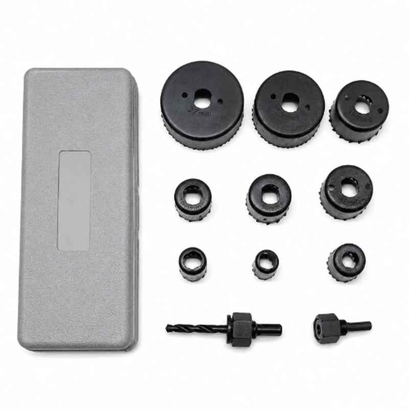 Otex 11 Pcs Carbon Steel Black Hole Saw Cutter Kit with Arbor & Pilot Drill for Wood, Plastic, Drywall & Soft Metal
