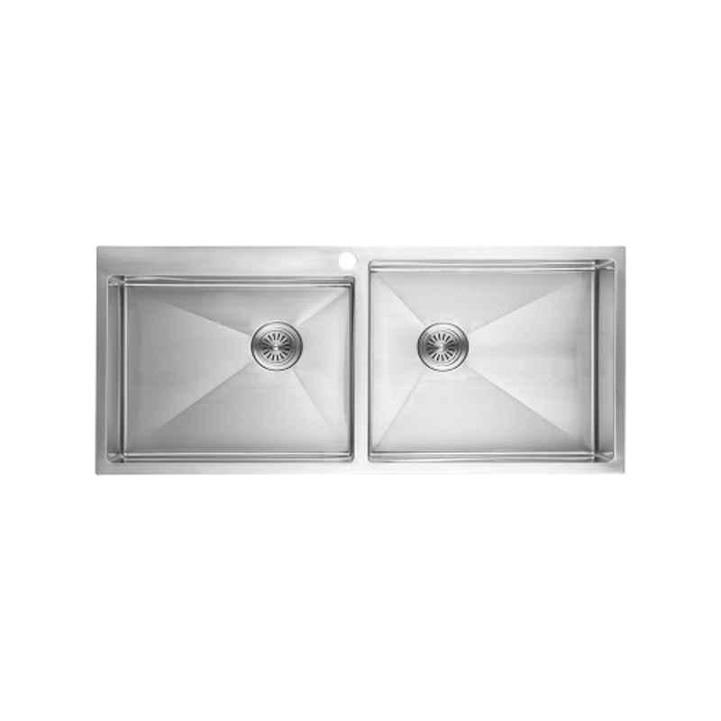 Neelkanth Handmade 940x457mm Stainless Steel Double Bowl Matt Kitchen Sink, NKR-HM10-DB04