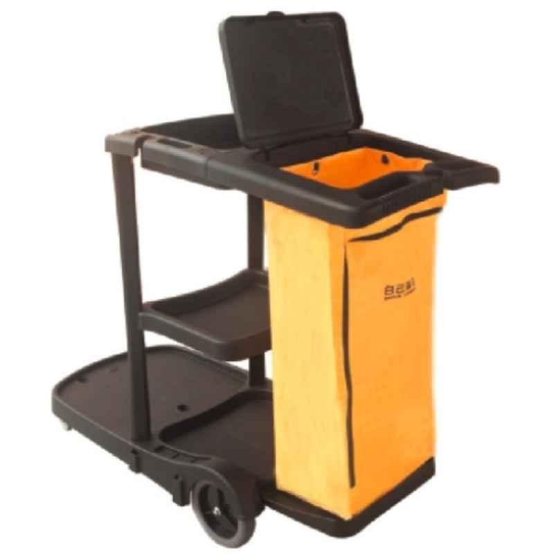 Baiyun 130x55x100cm Black Janitor Cart with Cover, AF08180