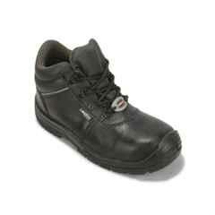 Liberty Surksha1LA Synthetic Leather High Ankle Steel Toe Black Safety Shoes, Size: 11