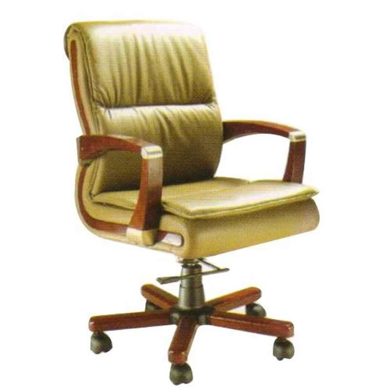 Master Labs Leather Central Tilt Revolving Chair with Fixed Arms, MLF-005