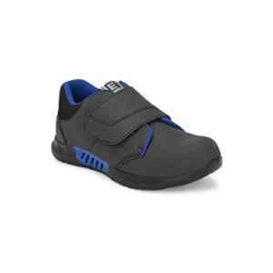 Eego Italy Leather Steel Toe Black & Blue Work Safety Shoes, Size: 11, WW-100