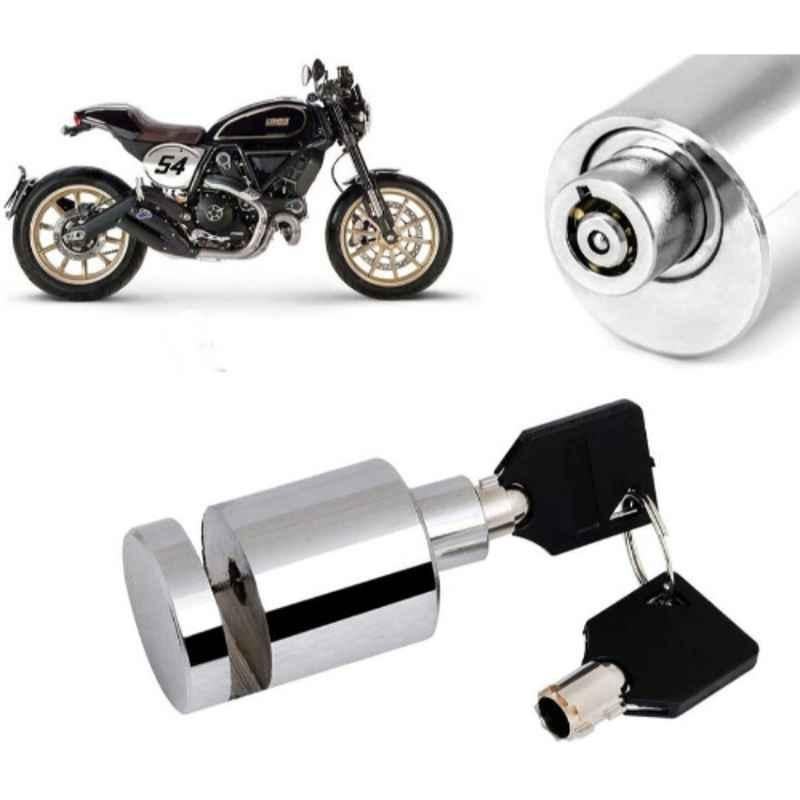 Auto Pearl Stainless Steel Silver Heavy Duty Anti Theft Motorcycle Disc Brake Lock, Lock-123